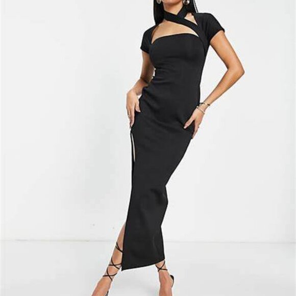ASOS Black Maxi Dress w cutout /chocker design - Picture 1 of 11